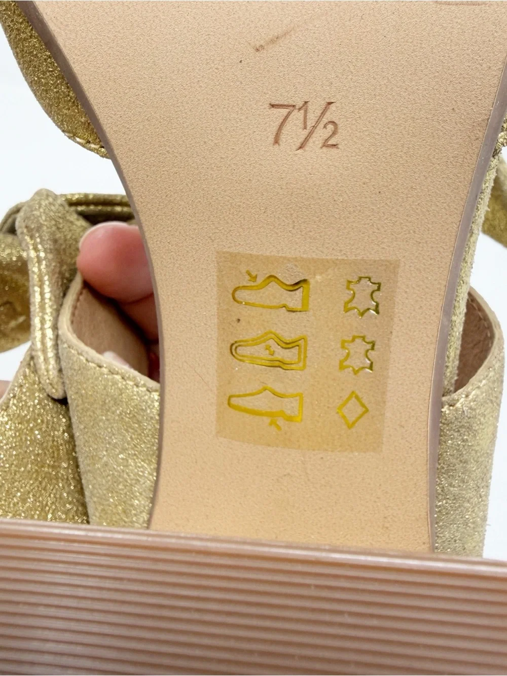 Madewell Gold Metallic Knot Mule Heels Block Heel Slip On Sandals Womens 7.5